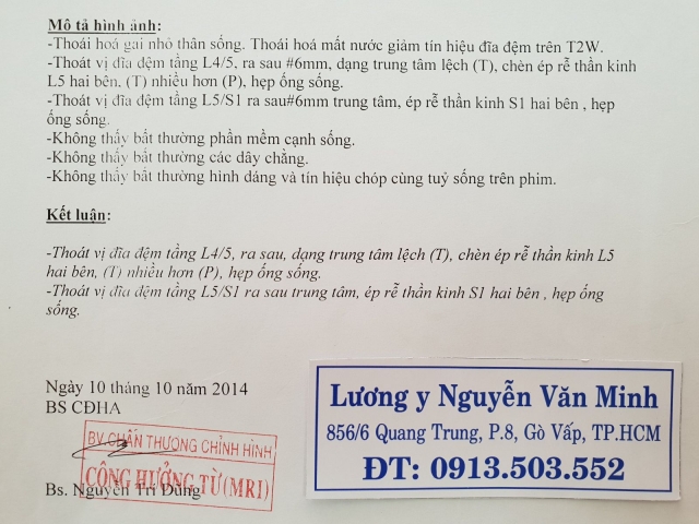 MRI thoát vị đĩa đệm